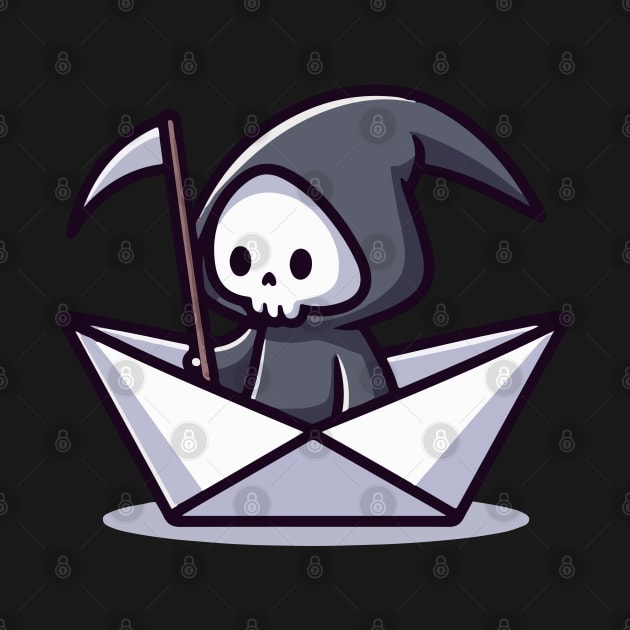 Cute grim reaper on Paper boat by fikriamrullah