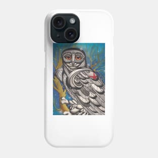 snowy owl with red star Phone Case