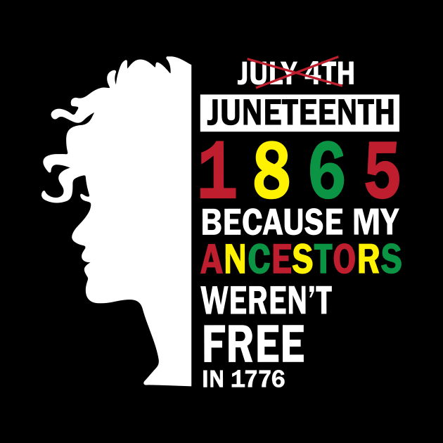 Not July 4th Juneteenth 1986 Because My Ancestors Weren't Free In 1776 Happy Independence Americans by Cowan79