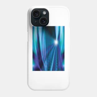 blue turquoise tunnel of rails and light rays merging Phone Case