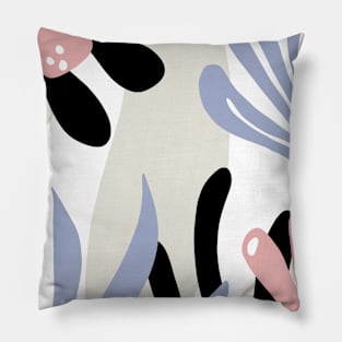 Abstract Organic Shapes and Leaves Mid Century Modern Pillow