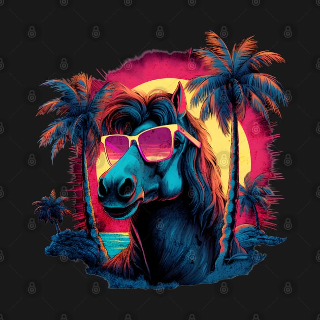 Retro Wave Shetland Pony Horse Miami by Miami Neon Designs