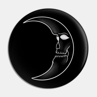 Skull Face Crescent Moon Gothic Tattoo Design Pin