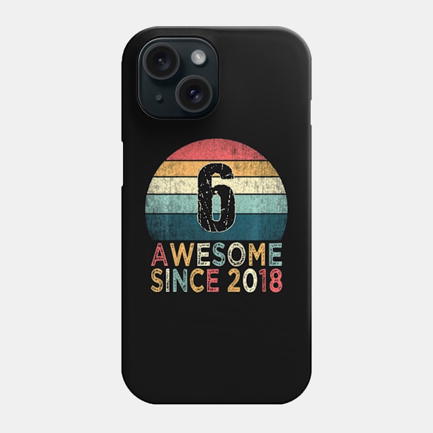 Kids 6Th Birthday Retro 6 Years Old Awesome Since 2018 Phone Case by Zoe Hill Autism