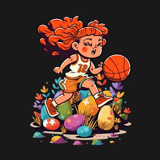 Basketball Easter Shirt | Girl Playing Basketball Easter Eggs T-Shirt