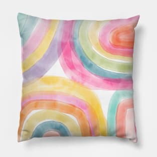 Abstract Watercolor Rainbow Painting Pillow