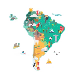 Cartoon Map of South America T-Shirt