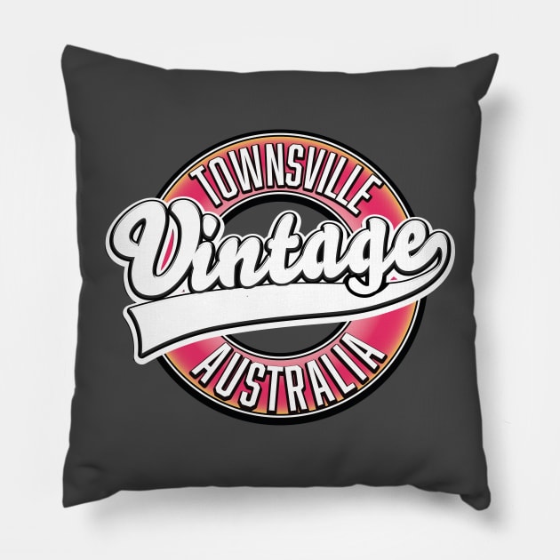 Townsville australia vintage style logo Pillow by nickemporium1