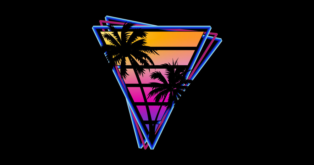 Retrowave style palm tree sunset - Retrowave - Magnet | TeePublic