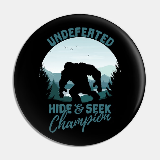 Bigfoot Undefeated Hide and Seek Champion Pin by bigfootsociety