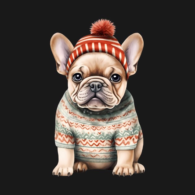 Christmas Sweater French Bulldog by RandyRaePrints