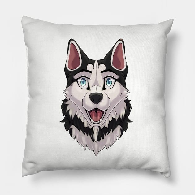 Shocked Surprised Expression Black Husky Dog Pillow by Bamsdrawz