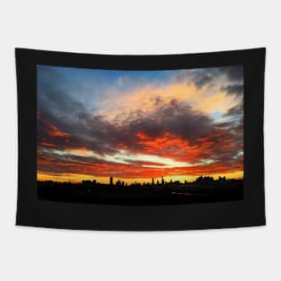 Melbourne Skyline at sunset Tapestry