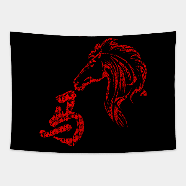 Horse Chinese zodiac red font style Tapestry by INDONESIA68