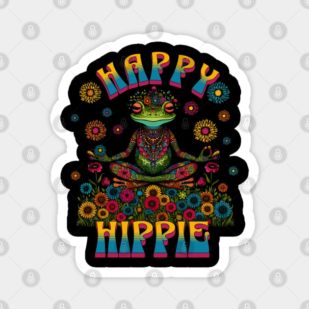 Happy Hippie Frog Magnet by RockReflections
