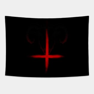 Red crucifix - baphomet Tapestry