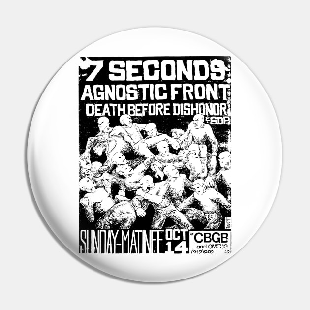 7 Seconds / Agnostic Front / Death Before Dishonor Punk Flyer Pin by Punk Flyer Archive