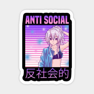 Anti Social Japanese Text Aesthetic Vaporwave Anime Magnet