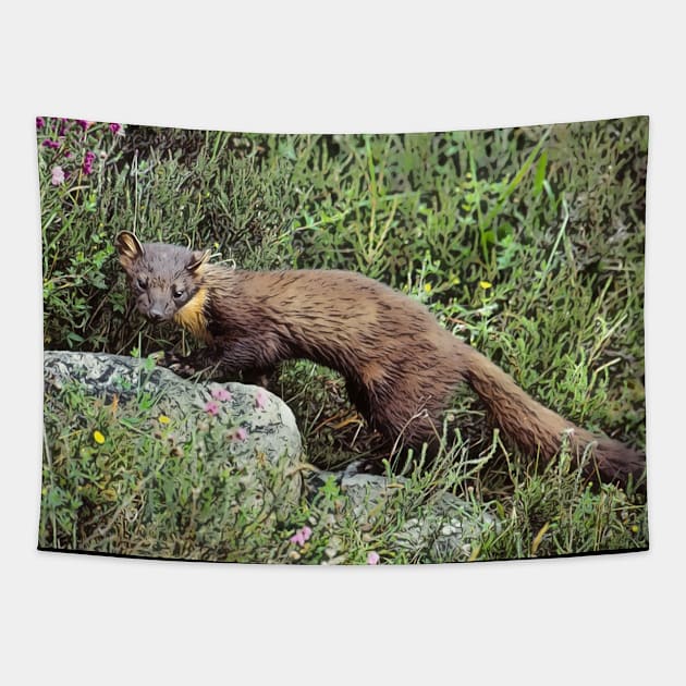 Pine Marten Tapestry by British Wildlife