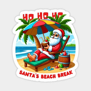 Relaxing Beach Santa funny summer Magnet