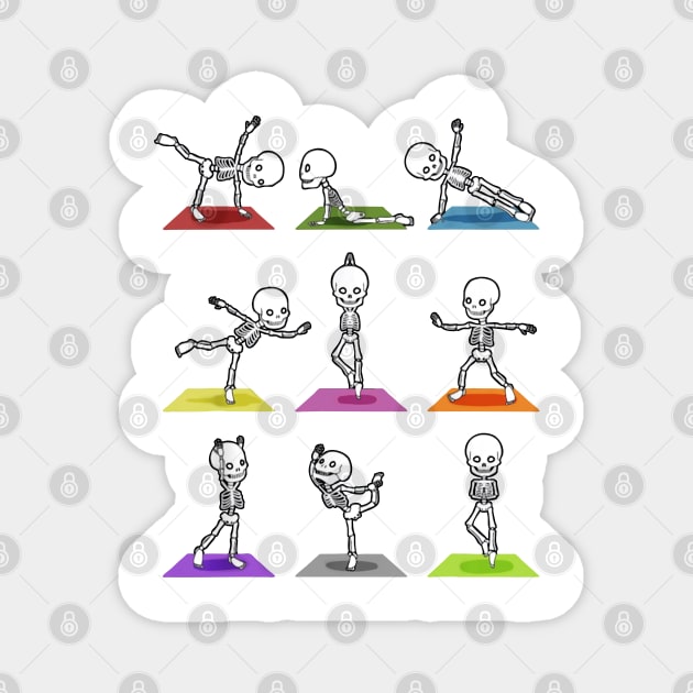 Skull Yoga Magnet by Saamdibilquraniart