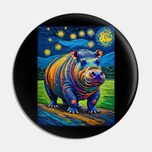 Hippopotamus at starry night Pin