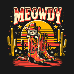 Cat Cowboy Cowgirl Country Western Meowdy Funny Cat T-Shirt