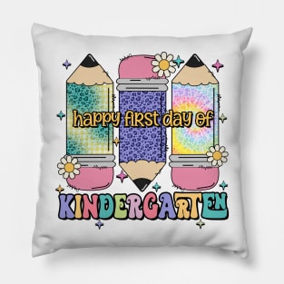 First Day Kindergarten Teacher Leopard Pencil Back to School Pillow