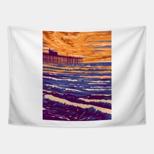 Pismo Beach Pier in Pismo Beach California WPA Poster Art Tapestry