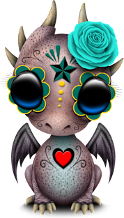 Day of the Dead Sugar Skull Baby Dragon Magnet