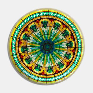 Colorful Round Stained Glass Multicolor Mosaic Kaleidoscope Pin