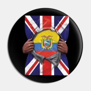 Ecuador Flag Great Britain Flag Ripped - Gift for Ecuadorian From Ecuador Pin