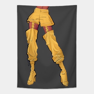 Long legs in trendy yellow pants, sporty style Tapestry