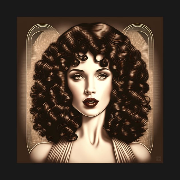 [AI Art] Classic brunette, Art Deco Style by Sissely