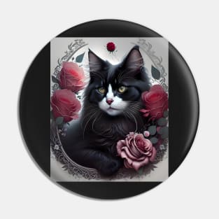 Cat with Roses - Modern digital art Pin