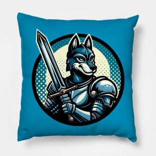 Wolf Knight With a Sword Pillow