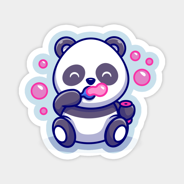 Cute Baby Panda Playing Soap Bubbles Cartoon Magnet by Catalyst Labs