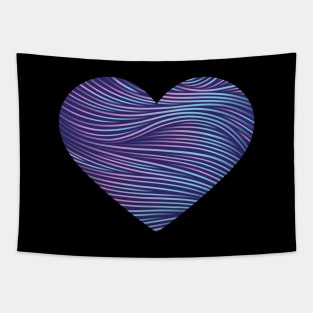 Heart in Line Shapes in Soft Purple and Teal Gradient Tapestry