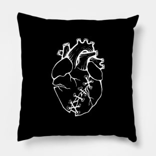 Broken stitch-sewn white heart Pillow