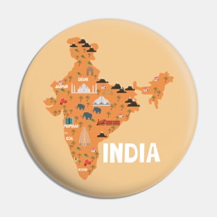 India Illustrated Map Pin