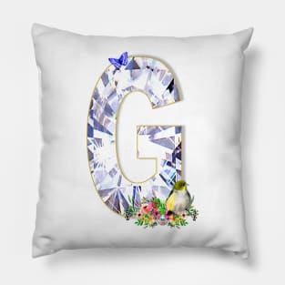 Name Initial Letter G and Silvereye Bird Pillow