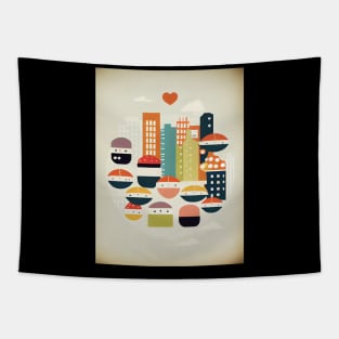 Sushi Love in the City - A Playful Print for Your Home Tapestry