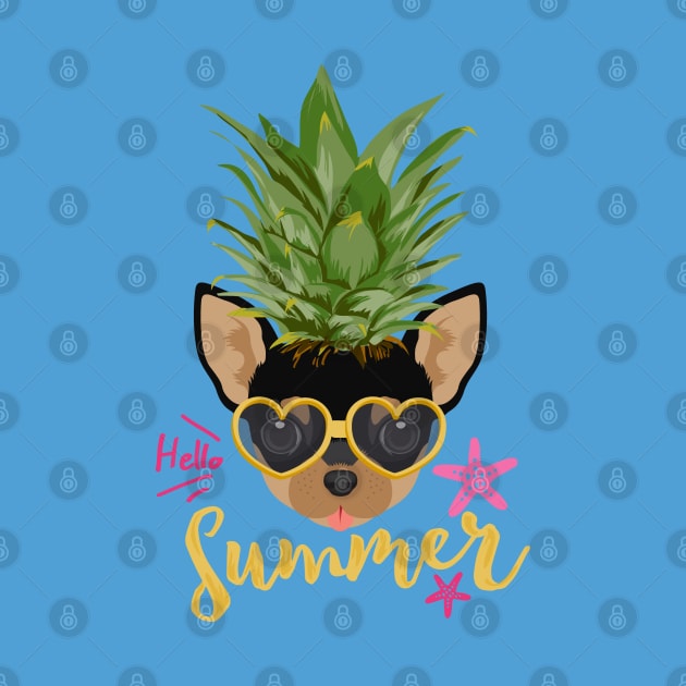 Funny Pineapple Shirt Happy Summer Vacation, Dog Lover Chihuahua by Happy Lime