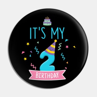 Kids Sweet donut It's My 2nd Birthday Shirt 2 Years Old Gift Pin