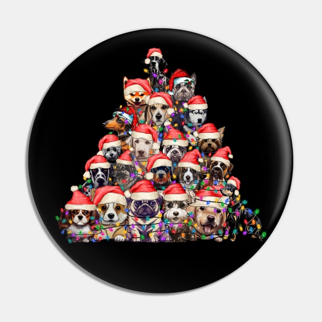 Merry Dogmas Cute Puppies Christmas Tree Funny Dog Lover Christmas Gift Pin by BadDesignCo