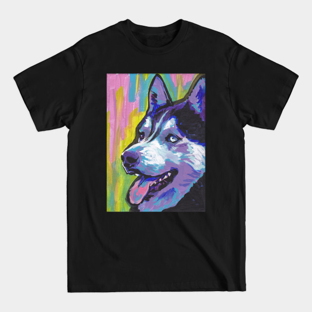 Disover Siberian Husky Bright colorful pop dog art - Siberian Husky - T-Shirt