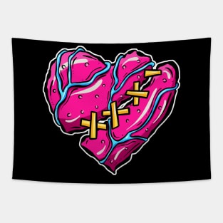 Zombie Broken Dead Heart Cartoon Tapestry