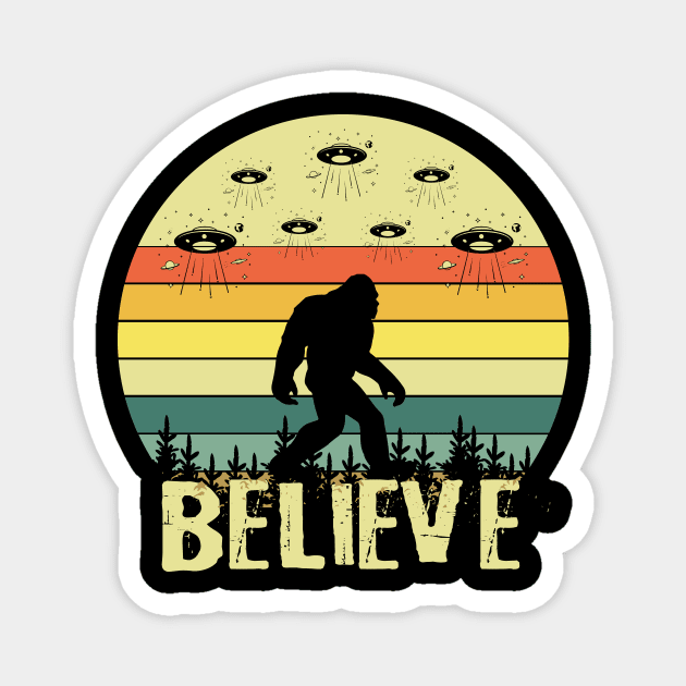 Retro Believe in Bigfoot Magnet by The WYLD Tribe