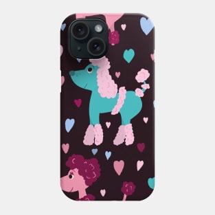 Colourful poodles with hearts repeat pattern Phone Case