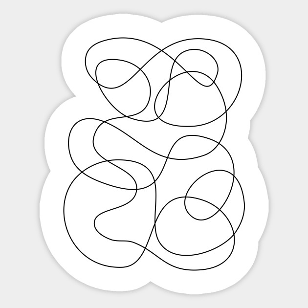 Simple Abstract Continuous Line Abstract Line Art Sticker